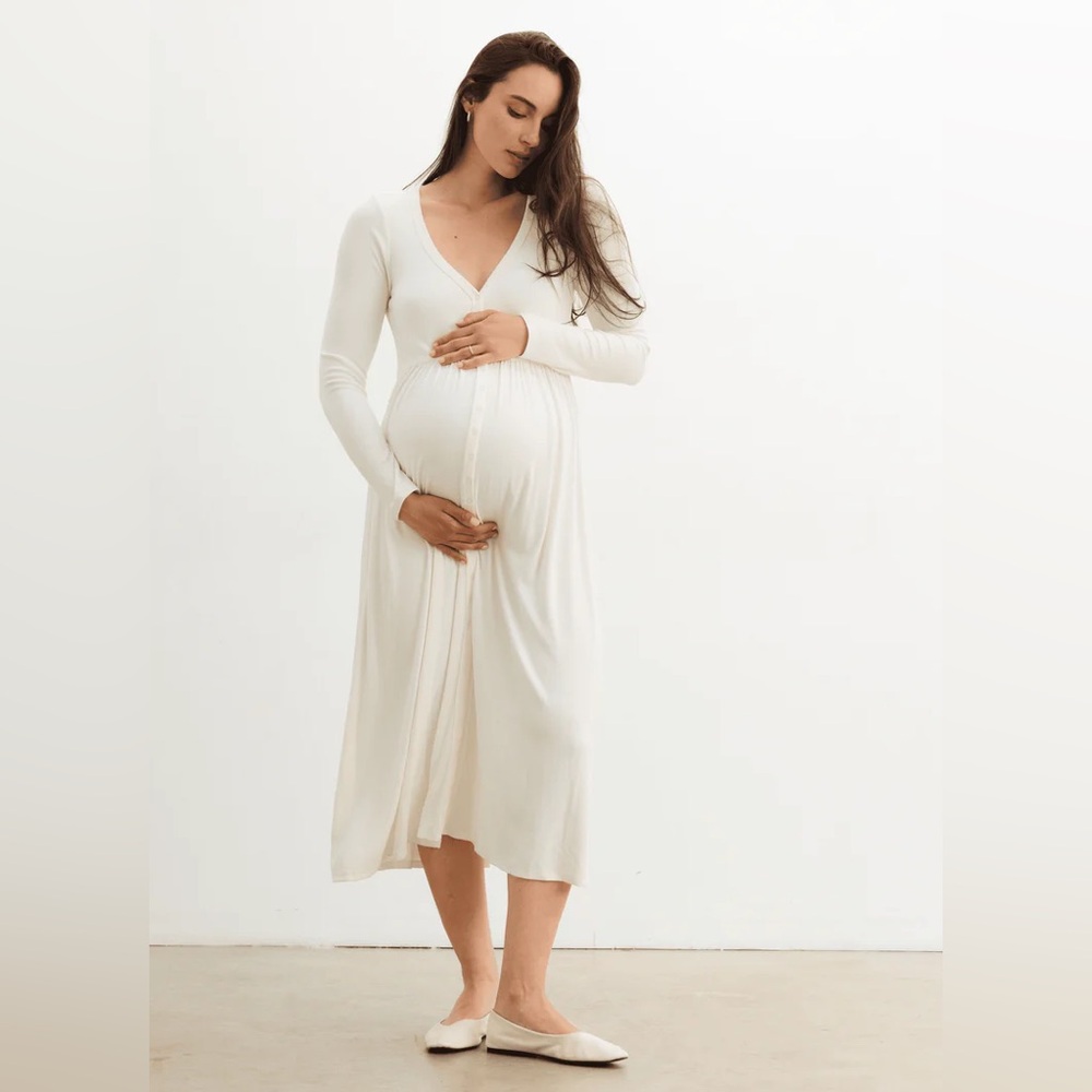 Elegant Cream Nursing Dress
